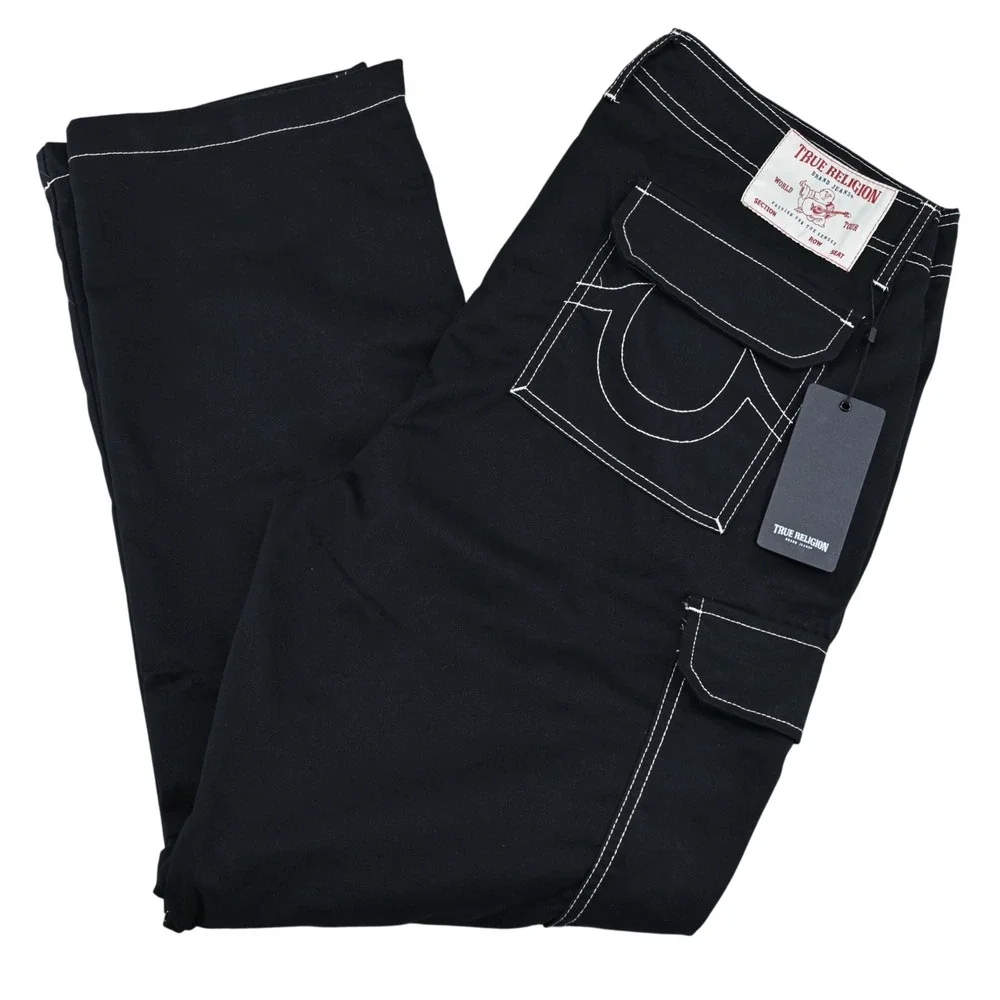 NWT True Religion 36 Black Convertible Cargo Pants Edgy Alternative Streetwear